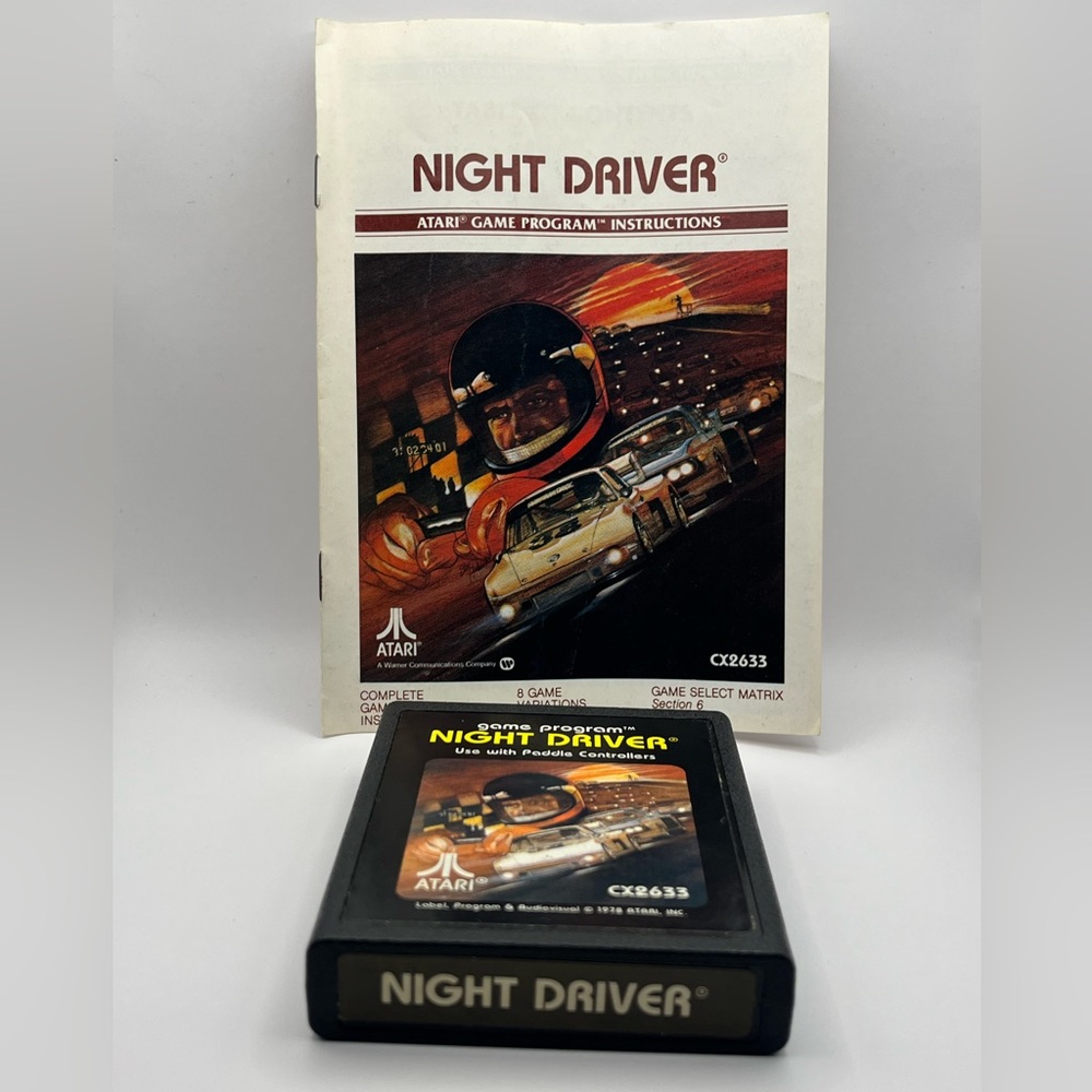 Atari Night Driver Authentic Game Cartridge with Booklet